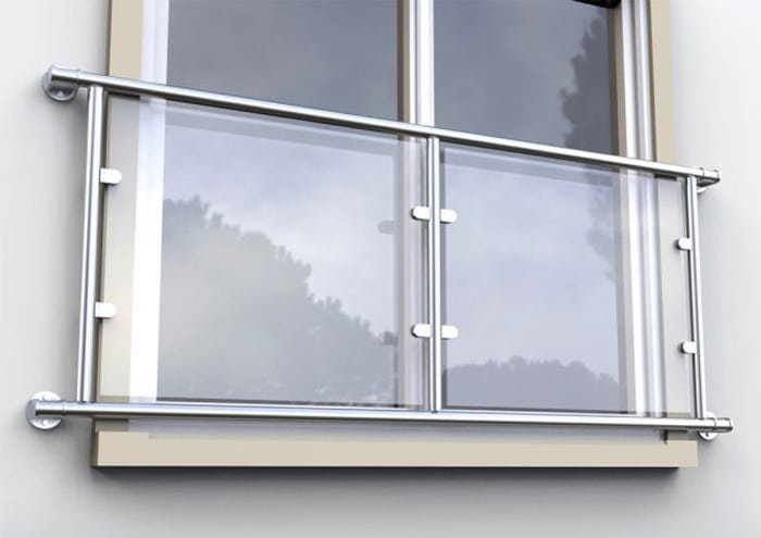 Post-and-rail glass Juliet balcony