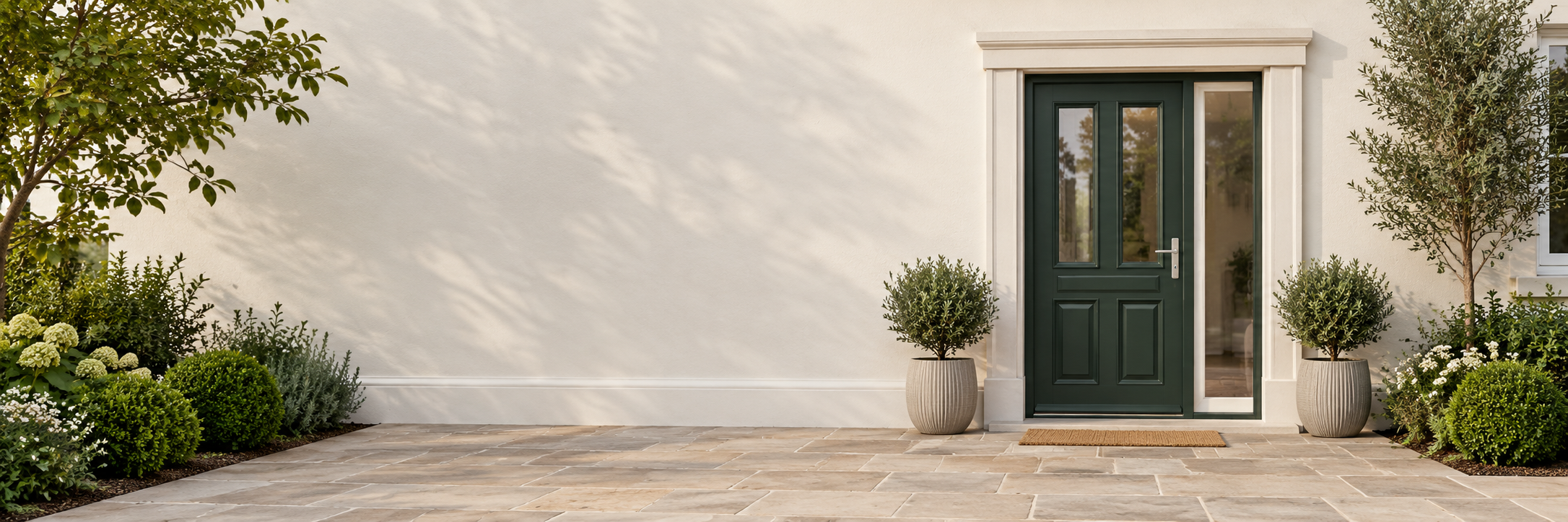 Illustrative overview door design on a British home