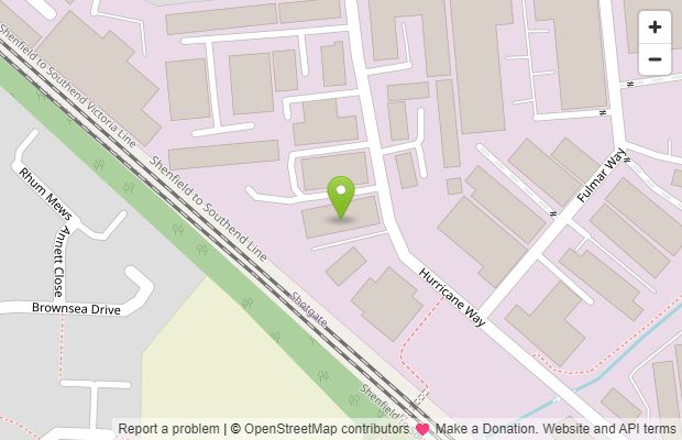 Map showing Pristine Glazing & Renewables Ltd at Unit 4 Blenheim Court, off Hurricane Way in Wickford.